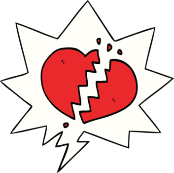 cartoon broken heart with speech bubble png