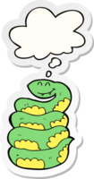 cartoon snake with thought bubble as a printed sticker png