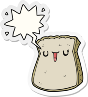 cartone animato fetta di pane con discorso bolla etichetta png