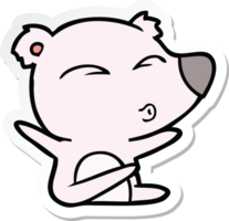 sticker of a cartoon whistling bear png