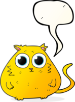 mão desenhado discurso bolha desenho animado gato com grande bonita olhos png