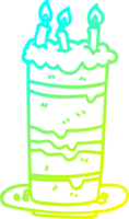 cold gradient line drawing of a cartoon birthday cake png