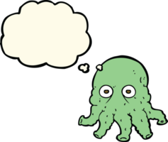 cartoon alien squid face with thought bubble png