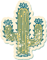 iconic distressed sticker tattoo style image of a cactus png