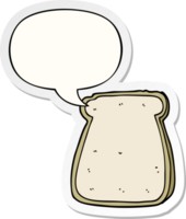 tekenfilm plak van brood met toespraak bubbel sticker png