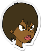 sticker of a cartoon annoyed woman png