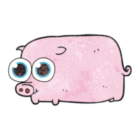 hand textured cartoon piglet with big pretty eyes png