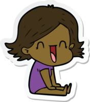 sticker of a cartoon happy woman png