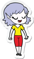 sticker of a happy cartoon elf girl png