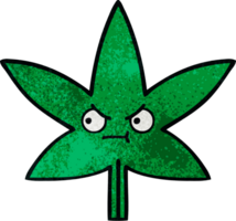 retro grunge texture cartoon of a marijuana leaf png