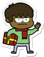 sticker of a annoyed cartoon boy png