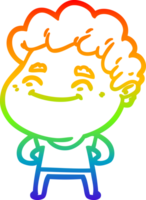 rainbow gradient line drawing of a cartoon friendly man png