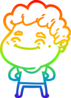 Regenbogen Gradient Linie Zeichnung von ein Karikatur freundlich Mann png