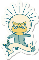 sticker of a tattoo style cat in astronaut suit png