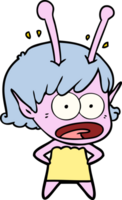 cartoon shocked alien girl png