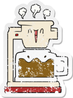 distressed sticker of a steaming hot coffee pot png