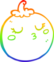 rainbow gradient line drawing of a cartoon tomato png