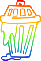 rainbow gradient line drawing of a cartoon waste bin png