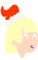 ilustração de cor lisa de menina usando chapéu de papai noel png