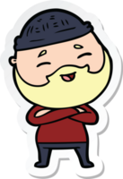 sticker of a cartoon happy bearded man png