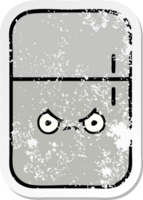 distressed sticker of a cute cartoon fridge  zer png