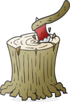 hand drawn cartoon axe in tree stump png