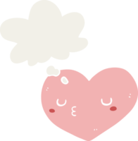 desenho animado amor coração com pensamento bolha dentro retro estilo png