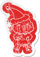 eigenzinnig tekenfilm verontrust sticker van een huilen kaal Mens vervelend de kerstman hoed png