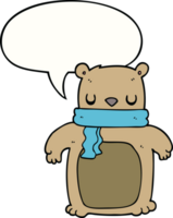 cartoon bear with scarf with speech bubble png