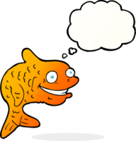 cartoon happy fish with thought bubble png