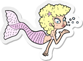 sticker of a cartoon mermaid blowing kiss png