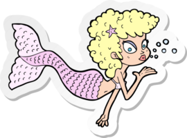 pegatina de una sirena de dibujos animados que sopla un beso png