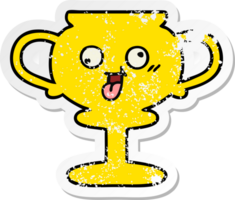 vinheta angustiada de um troféu de desenho animado fofo png