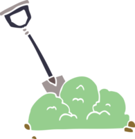 cartoon doodle spade in garbage png