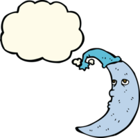 desenho de lua sonolenta com balão de pensamento png