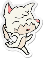 distressed sticker of a cartoon fox png