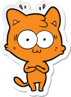 sticker of a cartoon surprised cat png