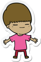 sticker of a cartoon smug boy png