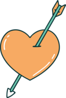 iconic tattoo style image of an arrow and heart png