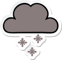 adesivo di un simpatico cartone animato nuvola di neve tempesta png