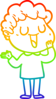 rainbow gradient line drawing of a laughing cartoon man png