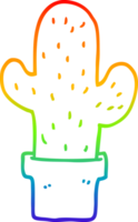 rainbow gradient line drawing of a cartoon cactus png