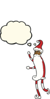 cartoon skinny santa with thought bubble png