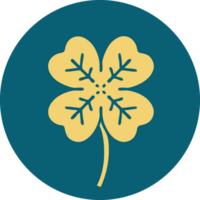 iconic tattoo style image of a 4 leaf clover png