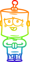 rainbow gradient line drawing of a cartoon robot png