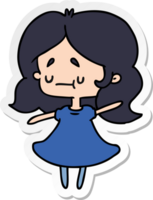 sticker cartoon illustration of a cute kawaii girl png