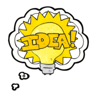 hand drawn thought bubble textured cartoon idea light bulb symbol png