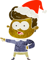 mano disegnato retrò cartone animato di un' fissando uomo indossare Santa cappello png