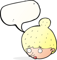 cartone animato sorpreso donna di viso con discorso bolla png