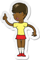 sticker of a cartoon woman with idea png